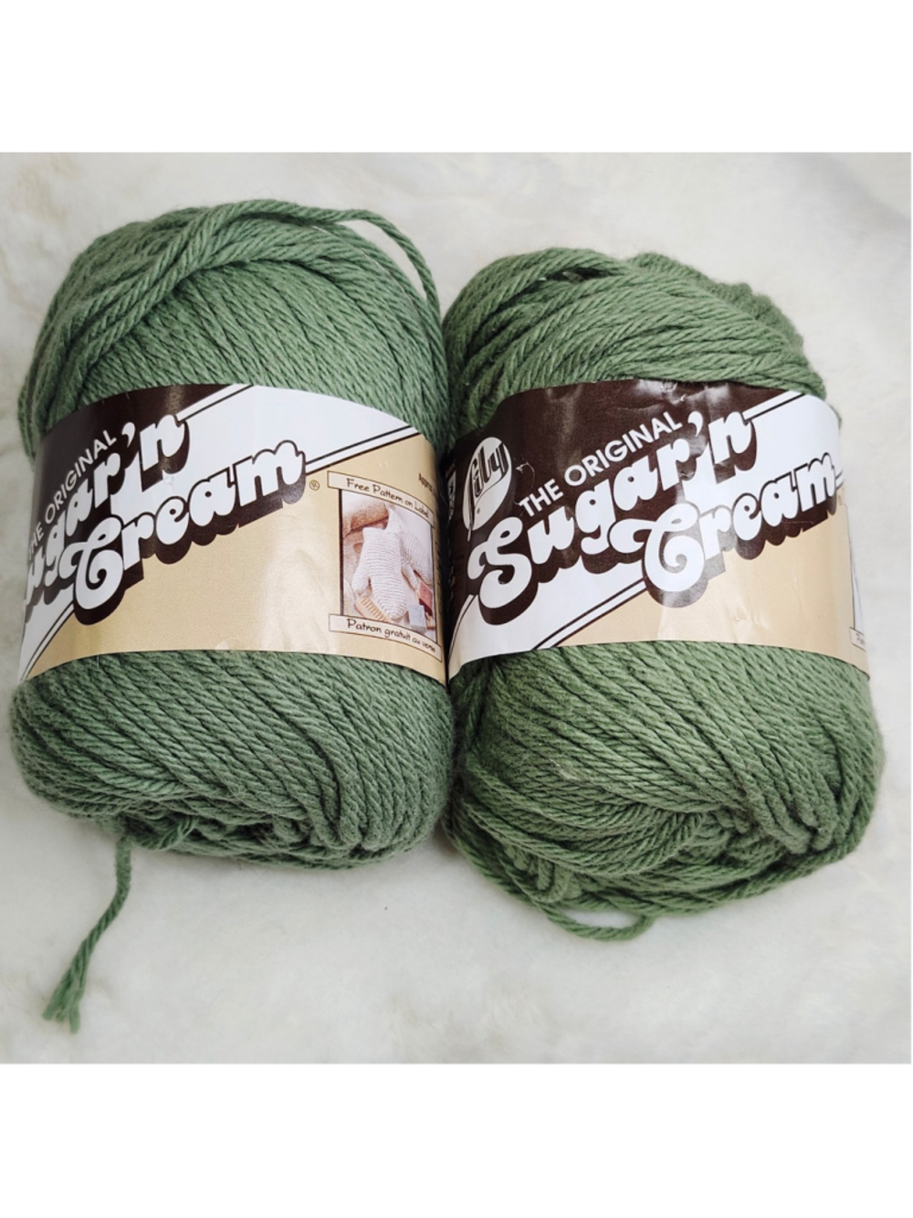 Sugar'N Cream Yarn - sage green 2 different dye batches